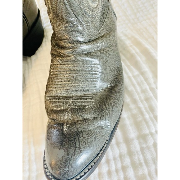Vintage Tony Lama 8954 Kangaroo Cowboy Boots Men's 8D Brush-Off Gray Black Rare - Picture 4 of 12